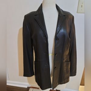 Kenneth Cole Blk Leather Jacket M